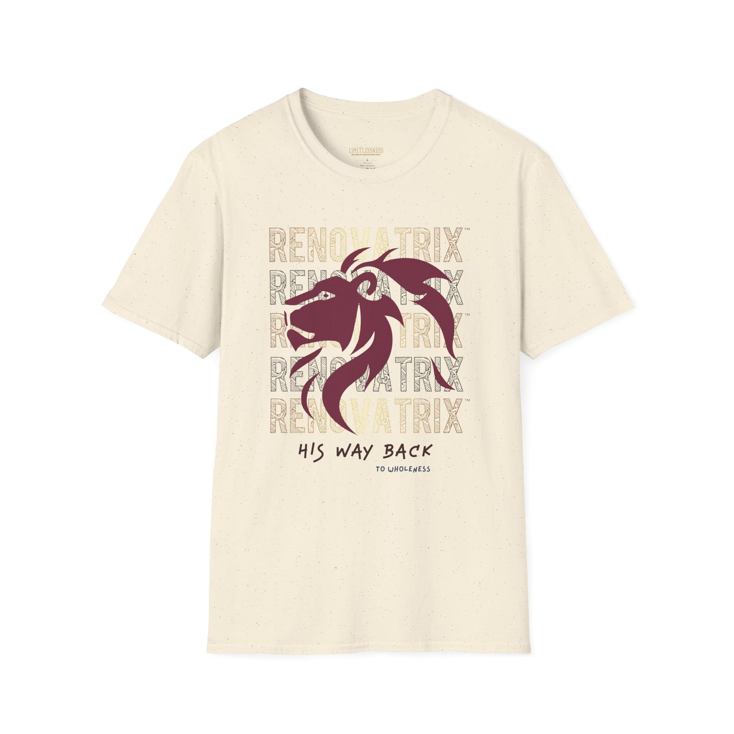 RENOVATRIX™ HIS WAY BACK TO WHOLENESS TSHIRT Blue Lion on Front