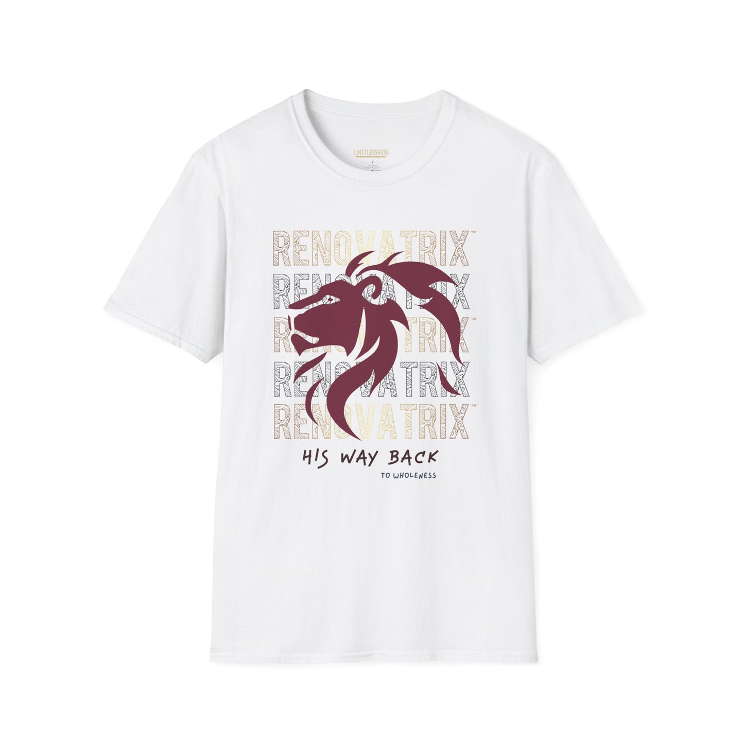 RENOVATRIX™ HIS WAY BACK TO WHOLENESS TSHIRT Blue Lion on Front