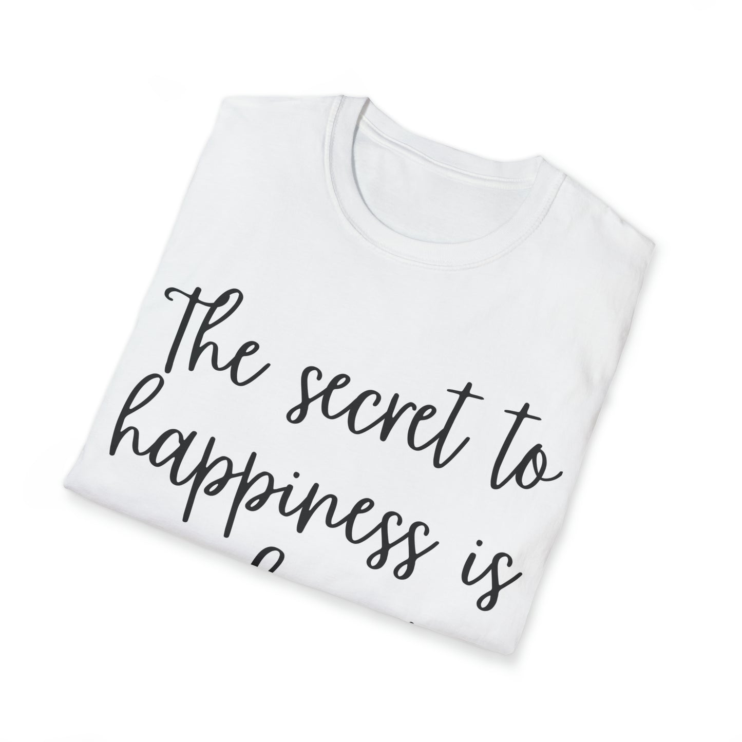'THE SECRET TO HAPPINESS IS BEING PRESENT'. Relaxed, Soft T-Shirt