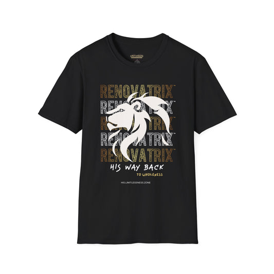 RENOVATRIX™ HIS WAY BACK TO WHOLENESS TSHIRT White Lion on Front