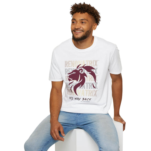 RENOVATRIX™ HIS WAY BACK TO WHOLENESS TSHIRT Blue Lion on Front