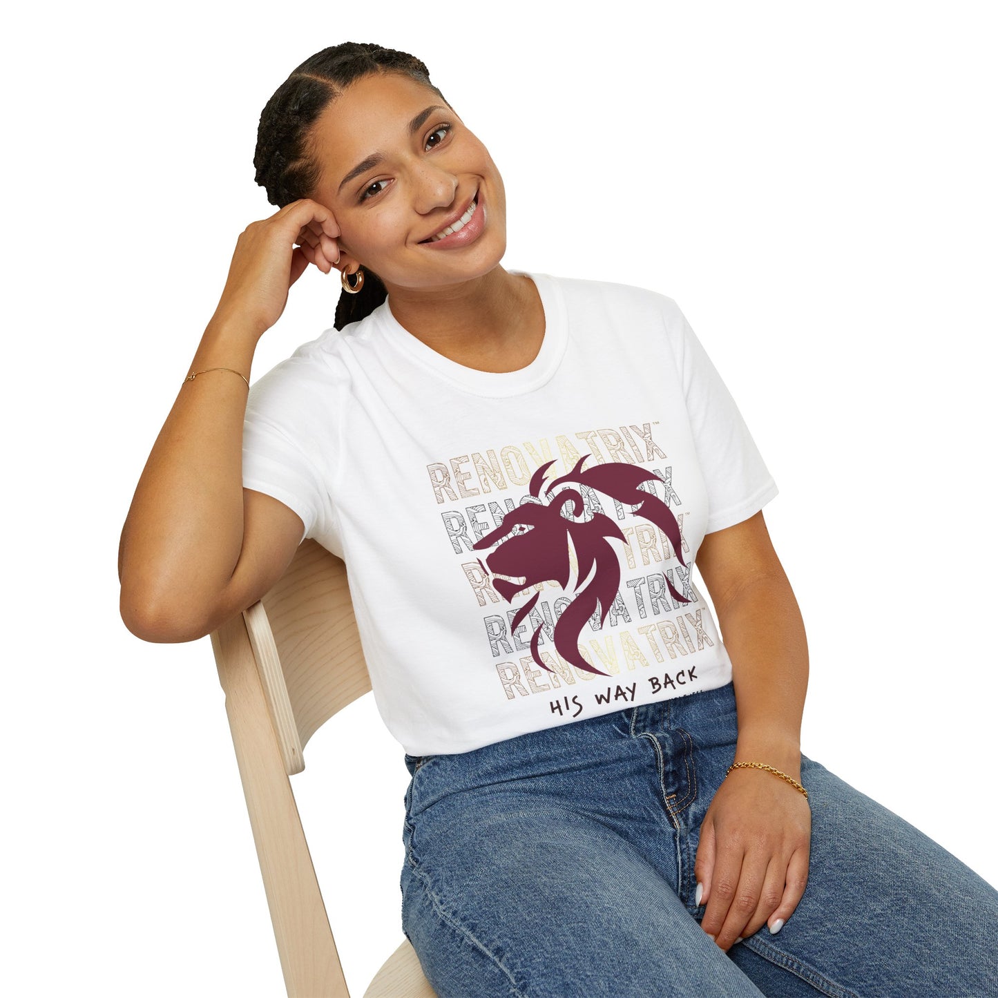 RENOVATRIX™ HIS WAY BACK TO WHOLENESS TSHIRT Blue Lion on Front