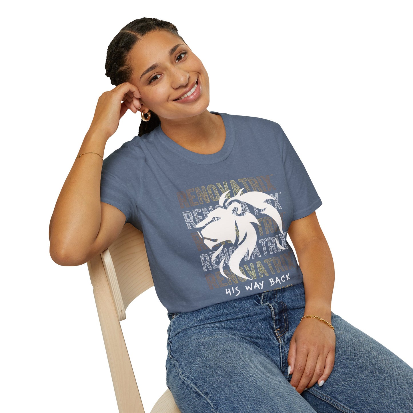 RENOVATRIX™ HIS WAY BACK TO WHOLENESS TSHIRT White Lion on Front