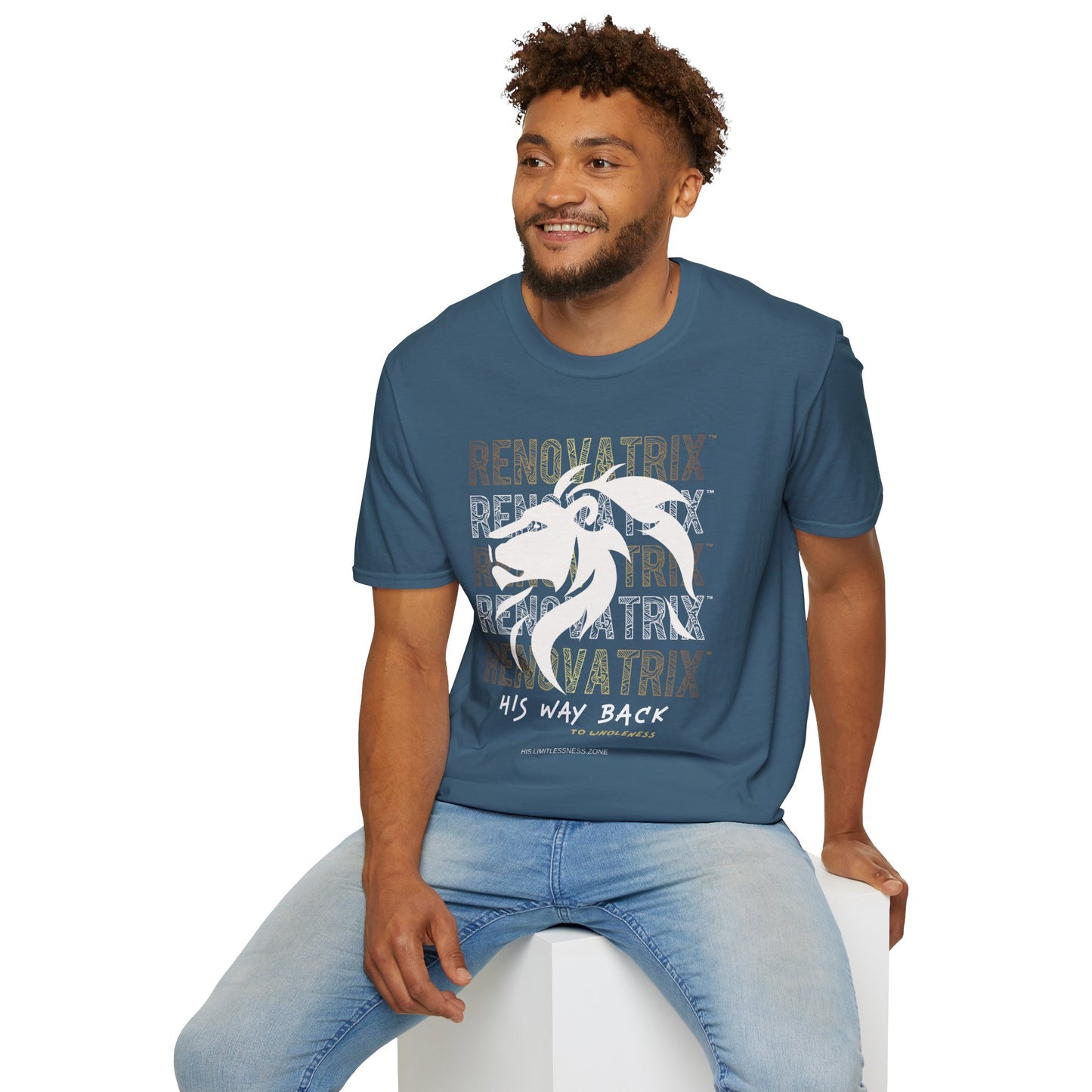 RENOVATRIX™ HIS WAY BACK TO WHOLENESS TSHIRT White Lion on Front