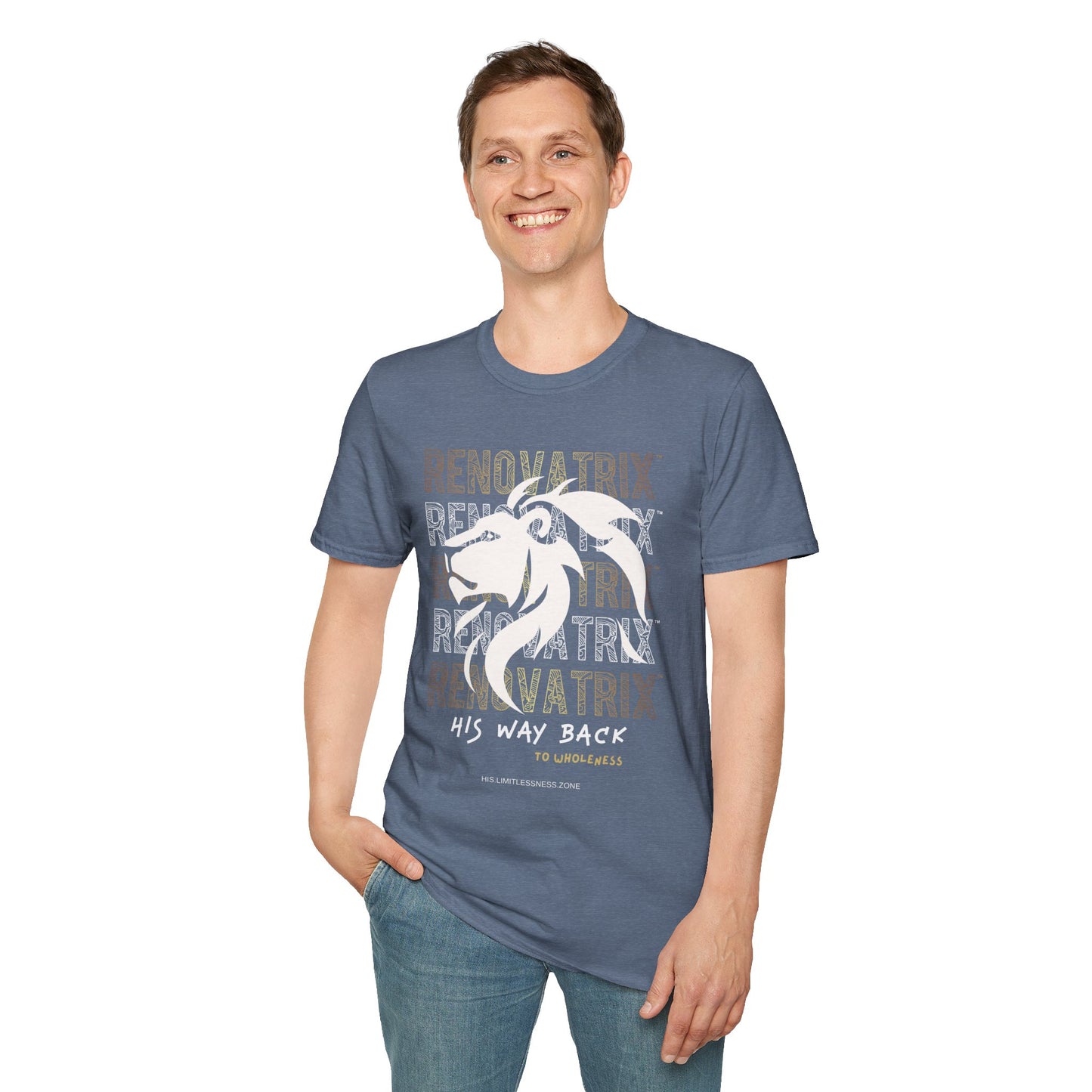 RENOVATRIX™ HIS WAY BACK TO WHOLENESS TSHIRT White Lion on Front