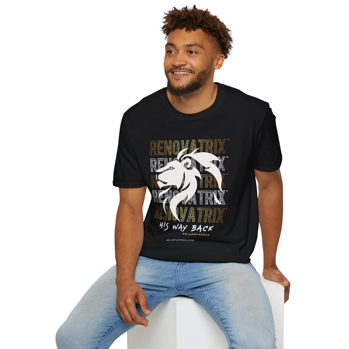 RENOVATRIX™ HIS WAY BACK TO WHOLENESS TSHIRT White Lion on Front