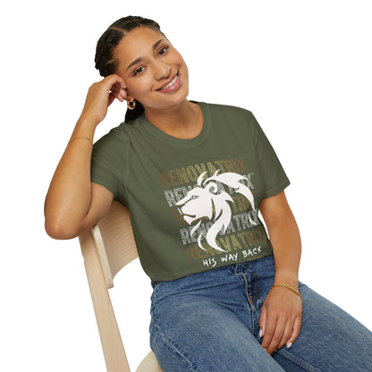 RENOVATRIX™ HIS WAY BACK TO WHOLENESS TSHIRT White Lion on Front