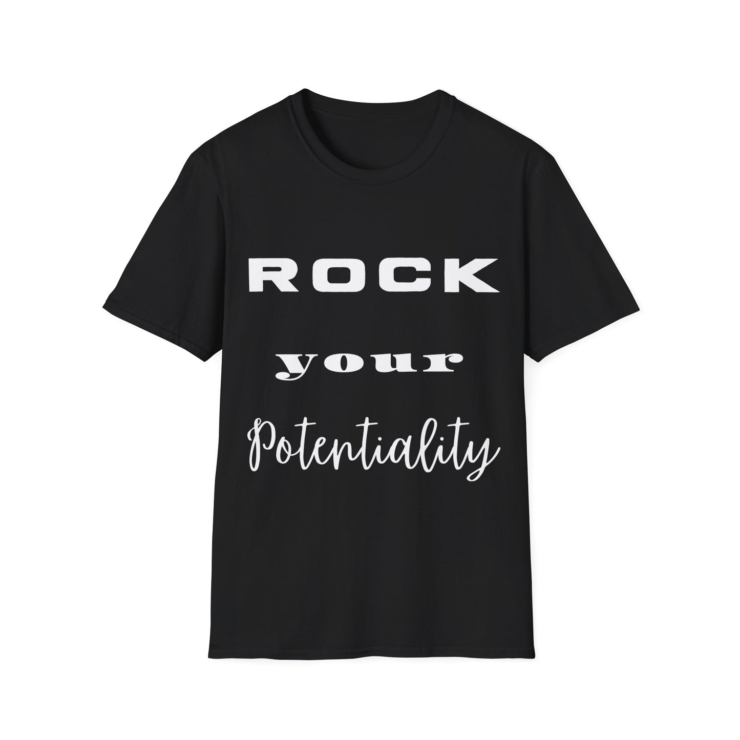 'Rock Your Potentiality' Black Printed Soft T-Shirt