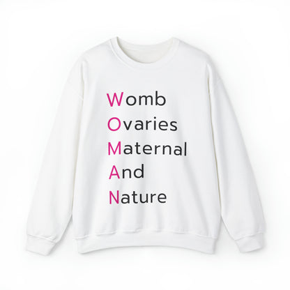 WOMAN, Womb, Ovaries, Maternal and Nature Heavy Blend™ Crewneck Sweatshirt