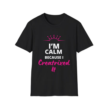 Black T-Shirt 'I'M CALM BECAUSE I CREATRIXED IT' Printed Relaxed, Soft T-Shirt