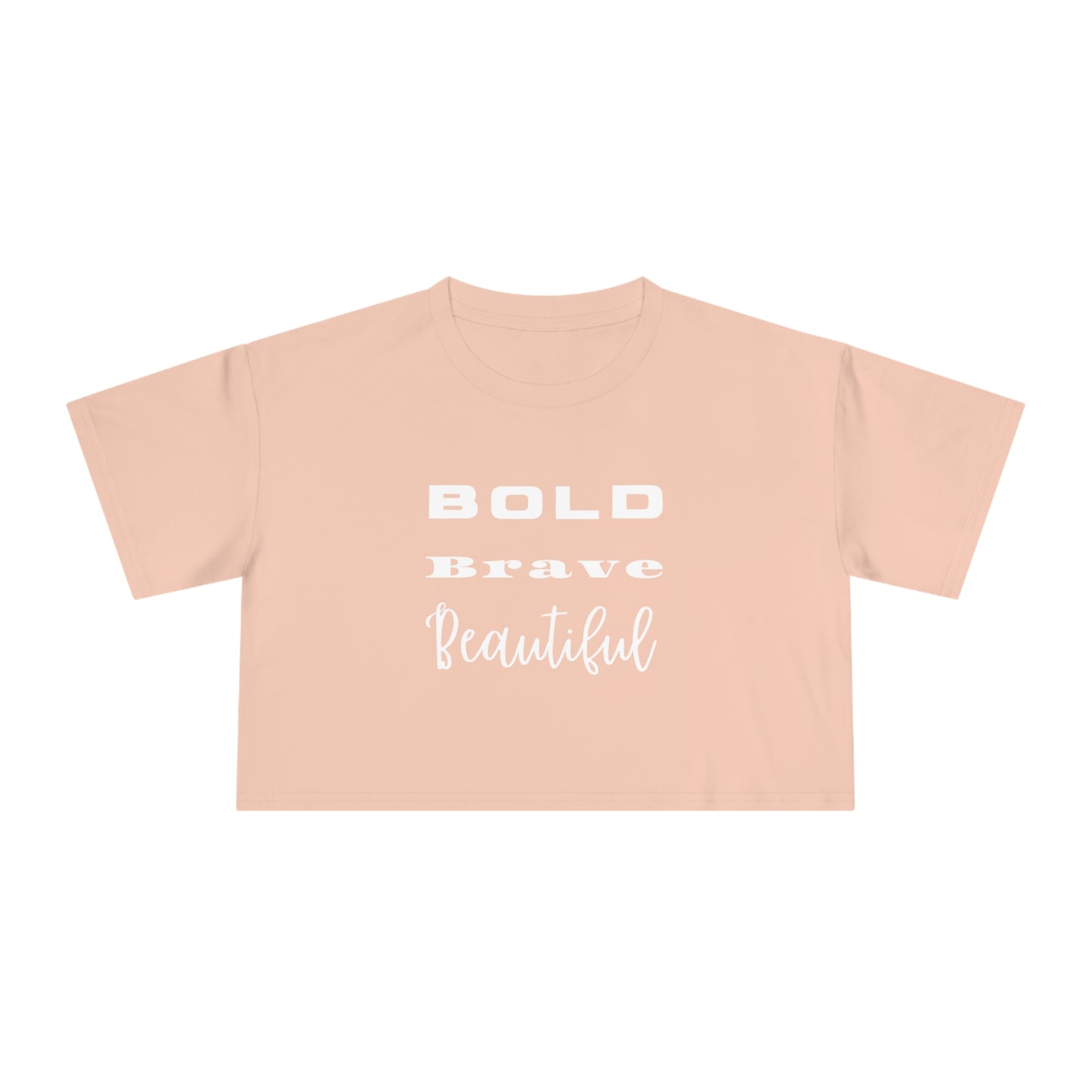 BOLD BRAVE BEAUTIFUL Women's Crop Tee (Black or Dusty Pink)