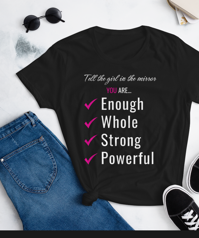 YOU ARE WHOLE - MIRROR EXERCISE Printed on Black T-Shirt