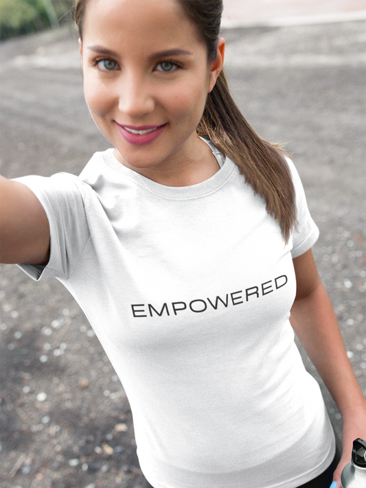 'Empowered' White Word on 'Unisex' T-Shirt