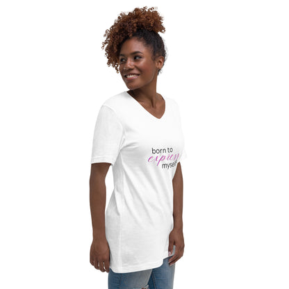 unisex v neck tee white right front